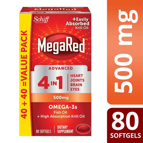 megared 4 in 1 500 mg reviews|Amazon.com: MegaRed Fish Oil + Krill Oil 900mg Omega 3 Supplemen.